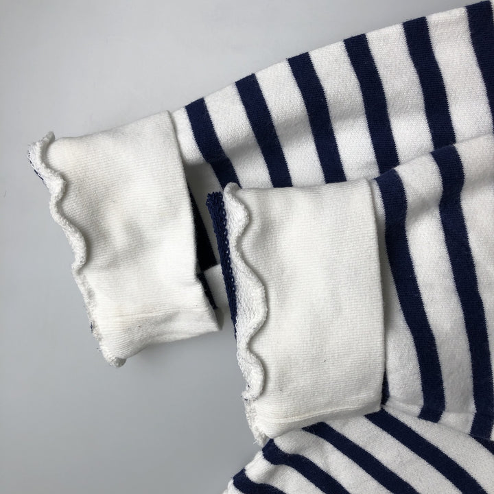 Ralph Lauren POLO RALPH LAUREN Striped Pattern Logo Sweatshirt, Men's Size L cotton Navy blue Vintage Second Hand
