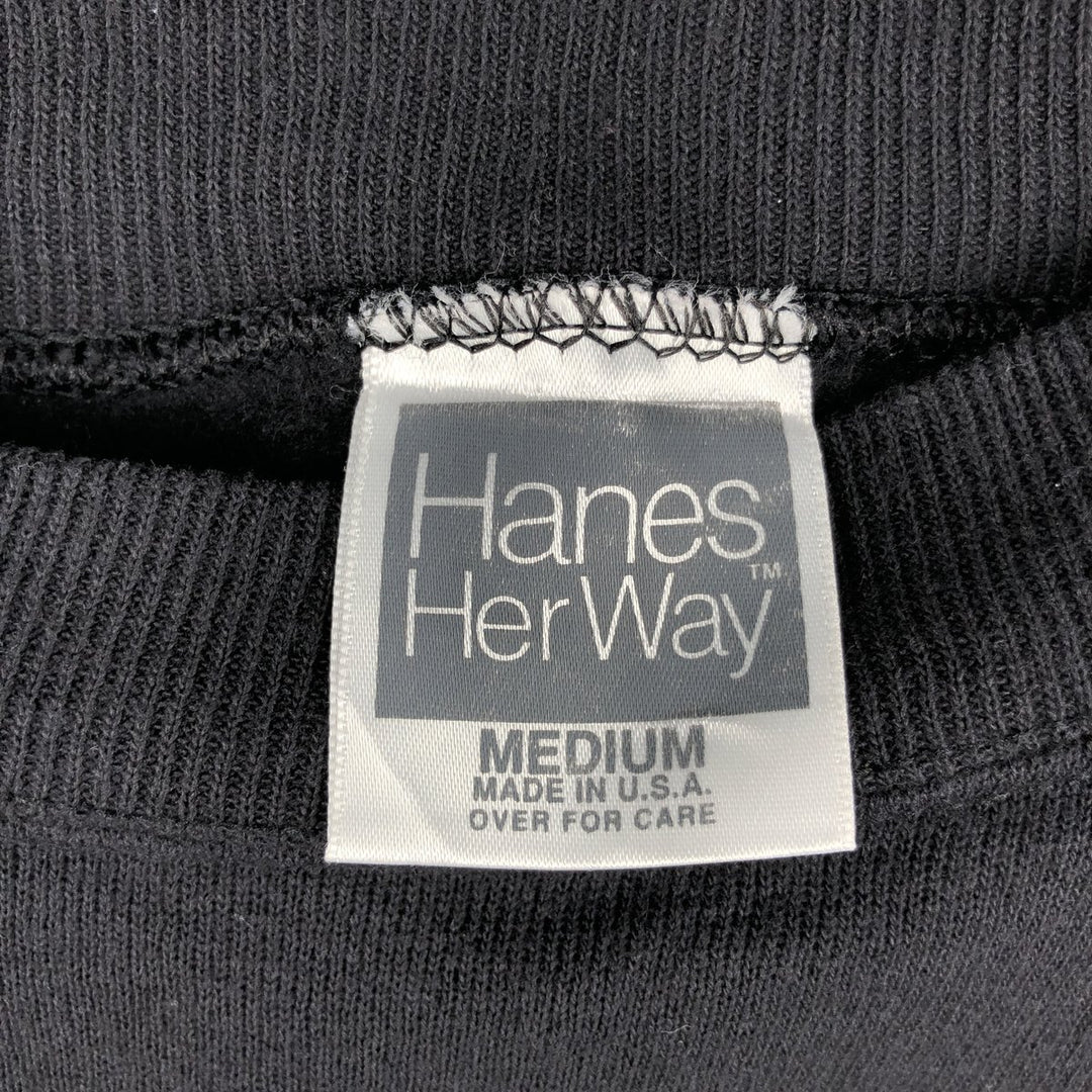 80s-90'S Hanes Her Way Plain Blank Sweatshirt, Made in USA, Women's Size M (Equivalent), Vintage acrylic black type Vintage Second Hand