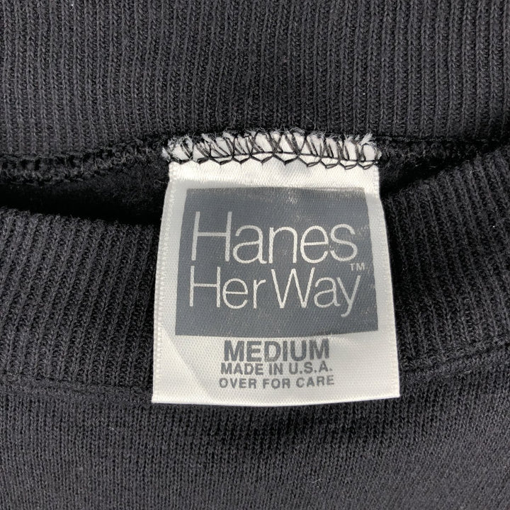 80s-90'S Hanes Her Way Plain Blank Sweatshirt, Made in USA, Women's Size M (Equivalent), Vintage acrylic black type Vintage Second Hand
