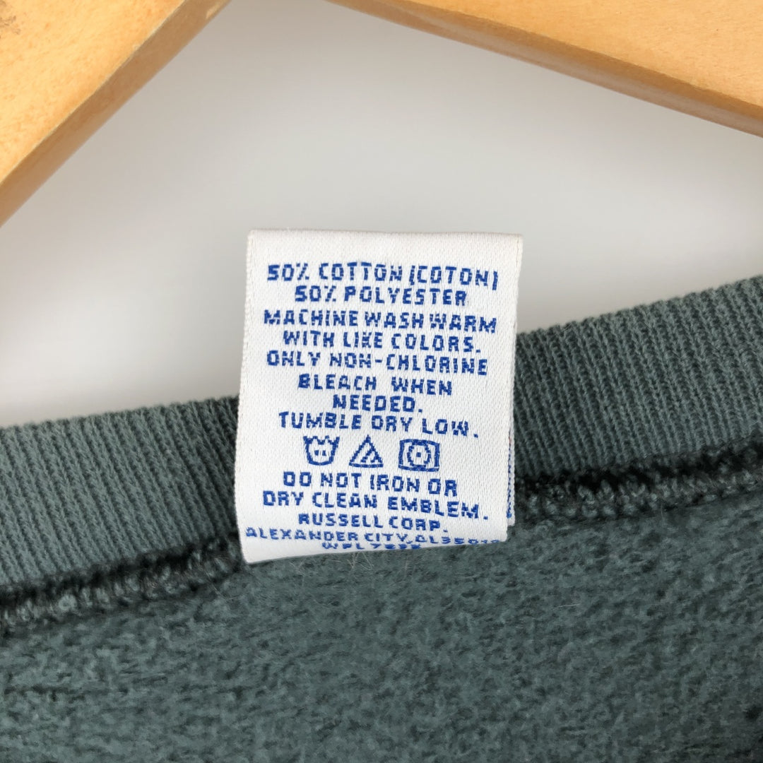 90'S Russell plain blank sweatshirt, sweatshirt, men's XL size, vintage cotton Green type dark green Vintage Second Hand