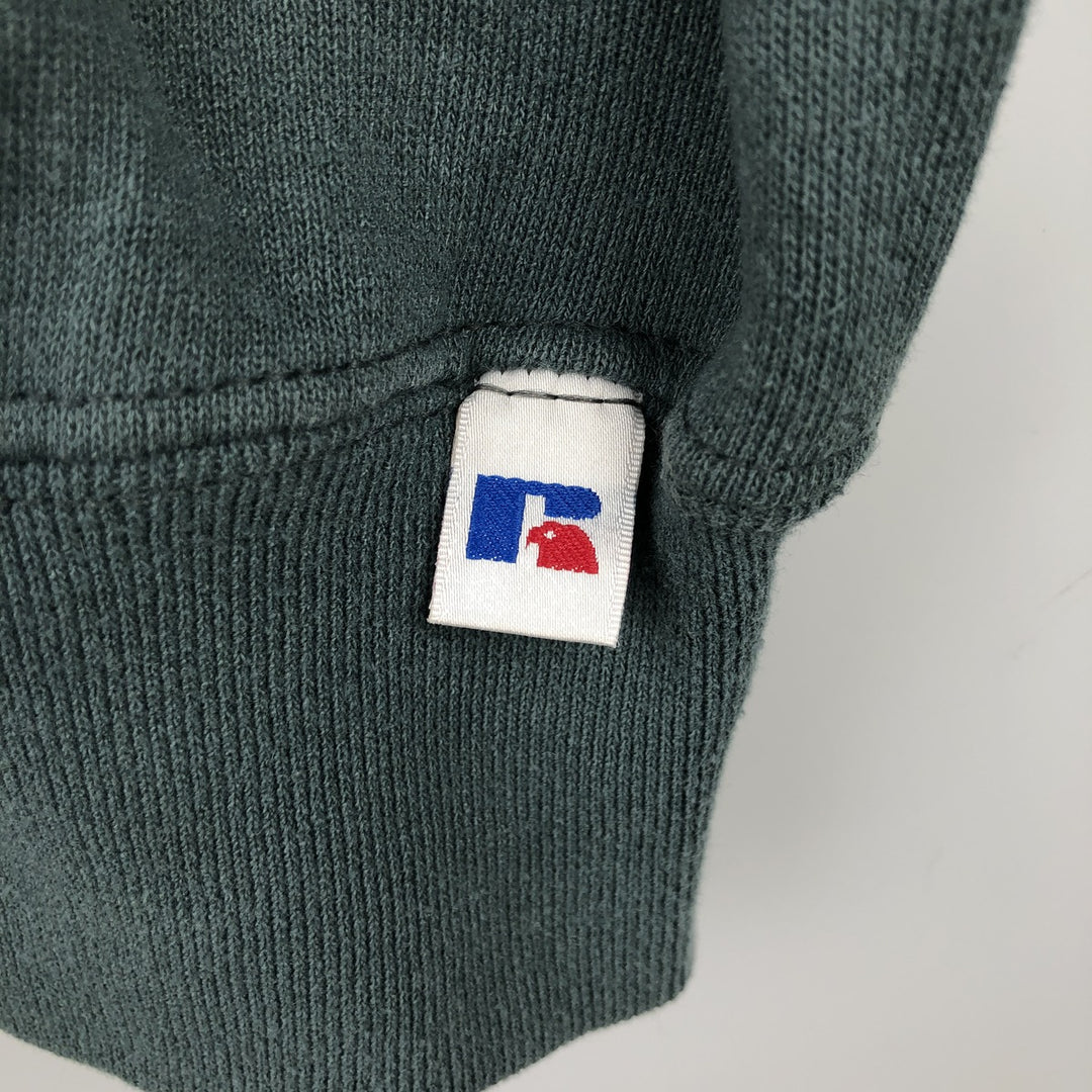 90'S Russell plain blank sweatshirt, sweatshirt, men's XL size, vintage cotton Green type dark green Vintage Second Hand