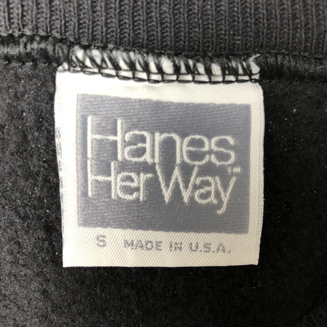 Vintage 90'S Hanes HER WAY plain blank sweatshirt, Made in USA, Women's Size Small cotton black type Vintage Second Hand