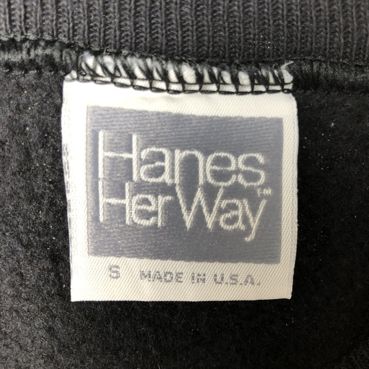 Vintage 90'S Hanes HER WAY plain blank sweatshirt, Made in USA, Women's Size Small cotton black type Vintage Second Hand
