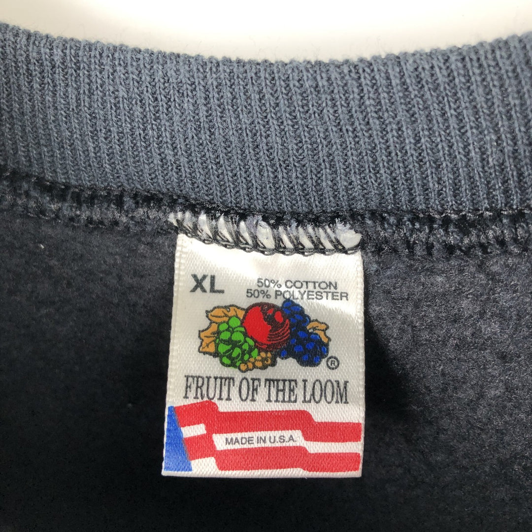 Vintage 90'S Fruit of the Loom plain blank sweatshirt, made in the USA, men's size XL cotton black type Vintage Second Hand