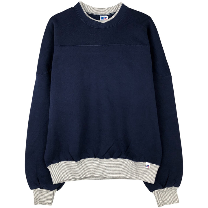90'S Russell sweatshirt, made in USA, men's size L, vintage cotton navy blue type Vintage Second Hand