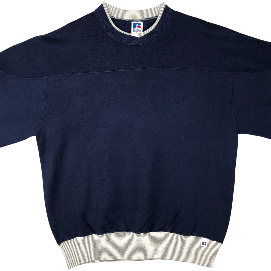 90'S Russell sweatshirt, made in USA, men's size L, vintage cotton navy blue type Vintage Second Hand