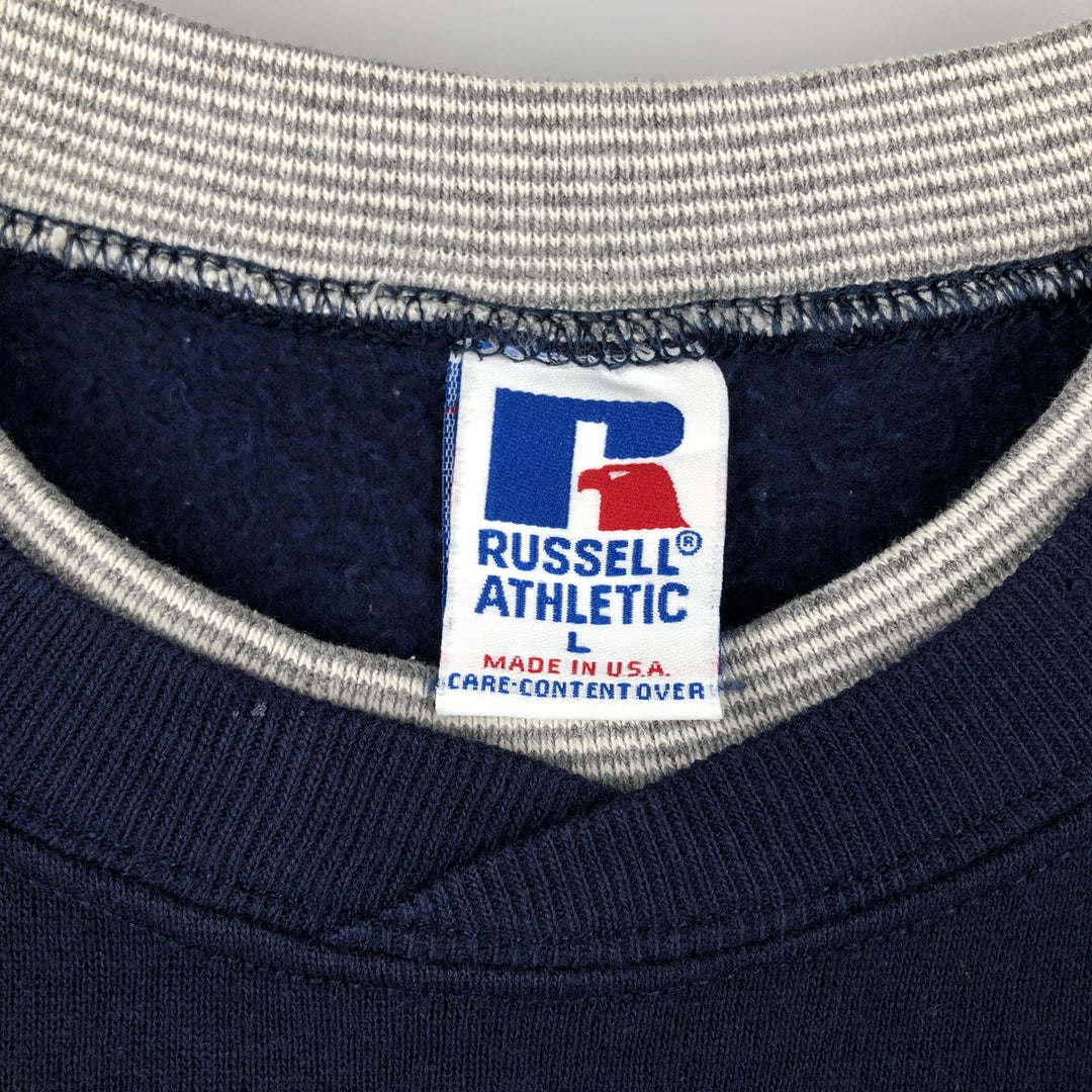 90'S Russell sweatshirt, made in USA, men's size L, vintage cotton navy blue type Vintage Second Hand