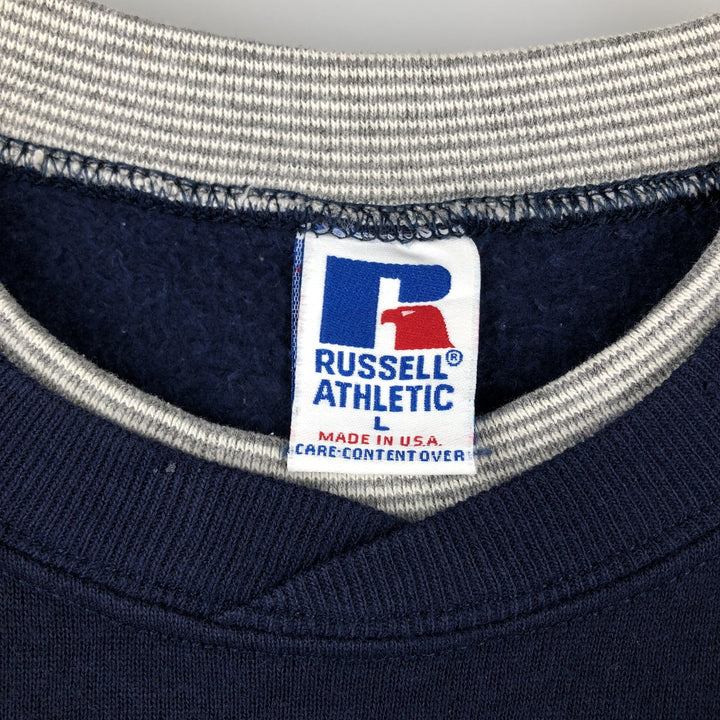 90'S Russell sweatshirt, made in USA, men's size L, vintage cotton navy blue type Vintage Second Hand