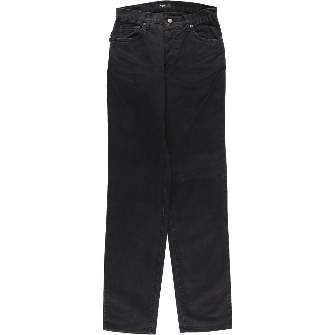 Agnes b. Jeans Black Denim Tapered Denim Pants, Made in France, Women's Size L (W27) cotton black type Vintage Second Hand