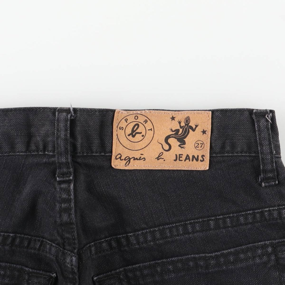 Agnes b. Jeans Black Denim Tapered Denim Pants, Made in France, Women's Size L (W27) cotton black type Vintage Second Hand