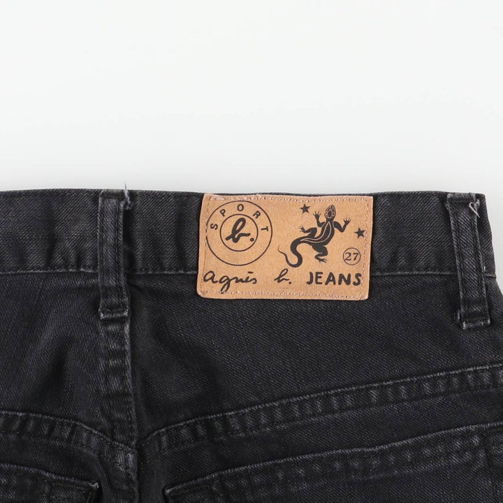 Agnes b. Jeans Black Denim Tapered Denim Pants, Made in France, Women's Size L (W27) cotton black type Vintage Second Hand