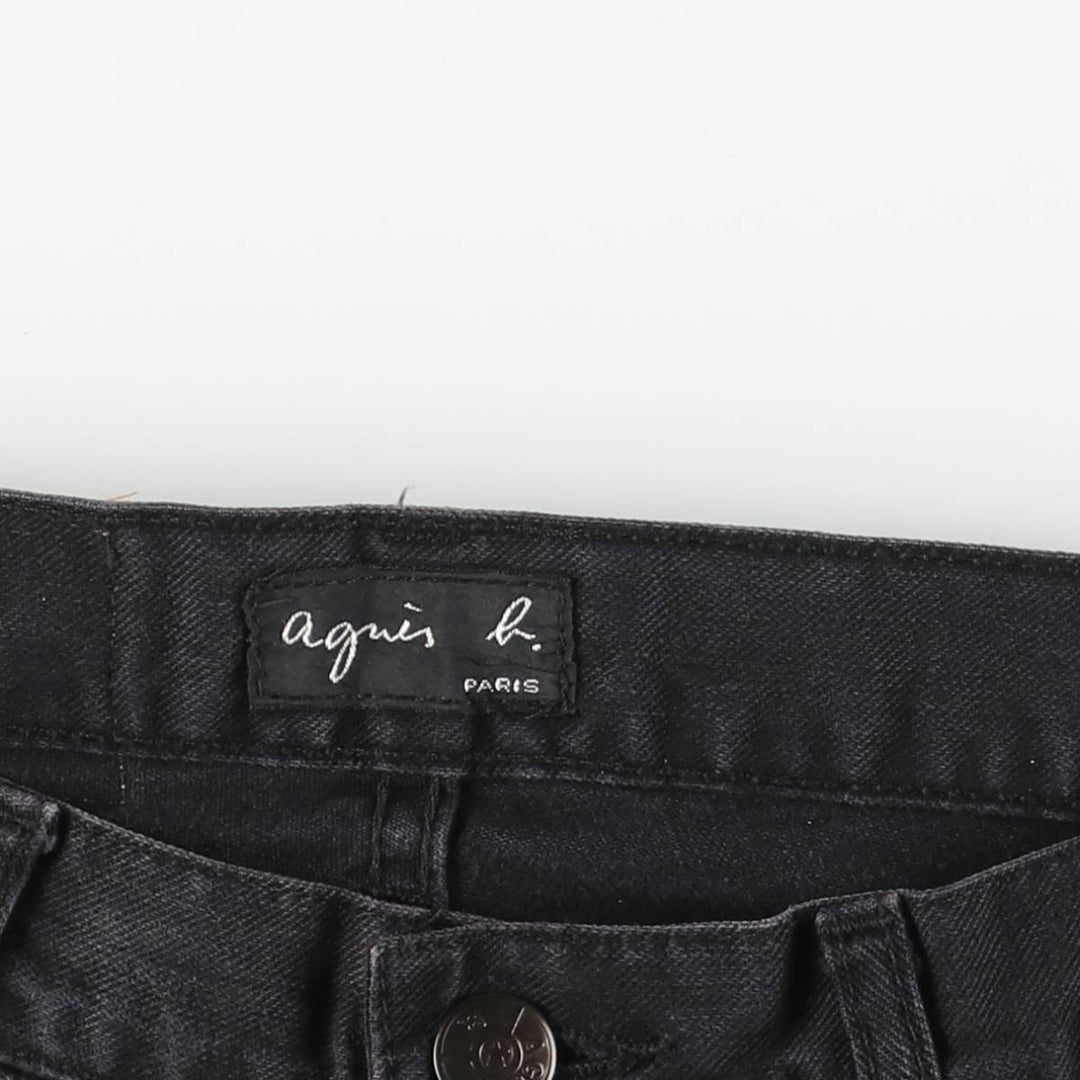 Agnes b. Jeans Black Denim Tapered Denim Pants, Made in France, Women's Size L (W27) cotton black type Vintage Second Hand