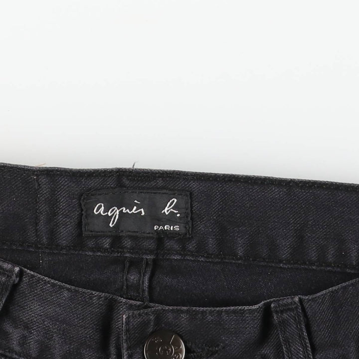 Agnes b. Jeans Black Denim Tapered Denim Pants, Made in France, Women's Size L (W27) cotton black type Vintage Second Hand