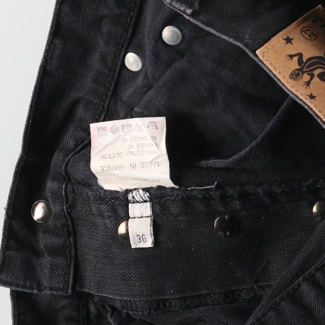 Agnes b. Jeans Black Denim Tapered Denim Pants, Made in France, Women's Size L (W27) cotton black type Vintage Second Hand
