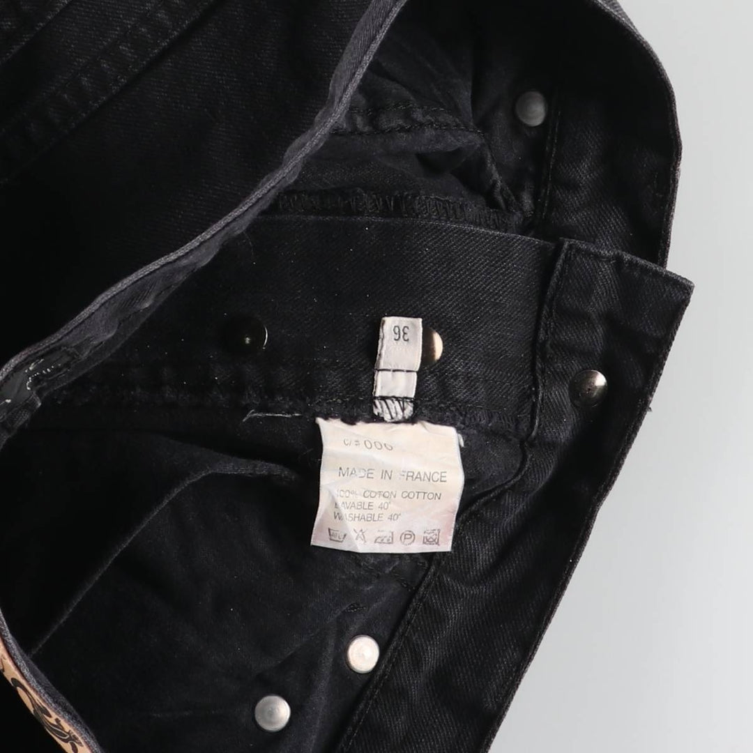 Agnes b. Jeans Black Denim Tapered Denim Pants, Made in France, Women's Size L (W27) cotton black type Vintage Second Hand