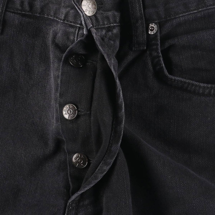 Agnes b. Jeans Black Denim Tapered Denim Pants, Made in France, Women's Size L (W27) cotton black type Vintage Second Hand