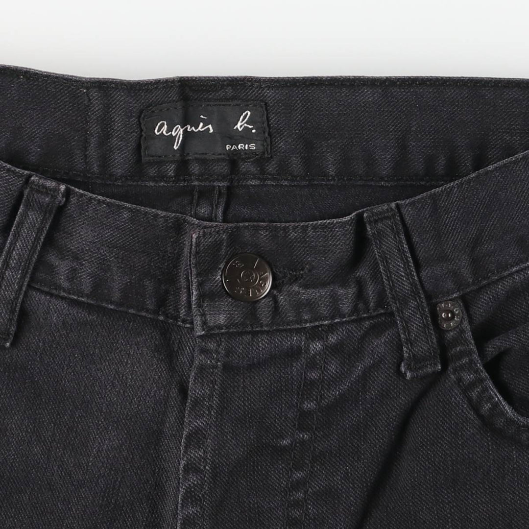 Agnes b. Jeans Black Denim Tapered Denim Pants, Made in France, Women's Size L (W27) cotton black type Vintage Second Hand