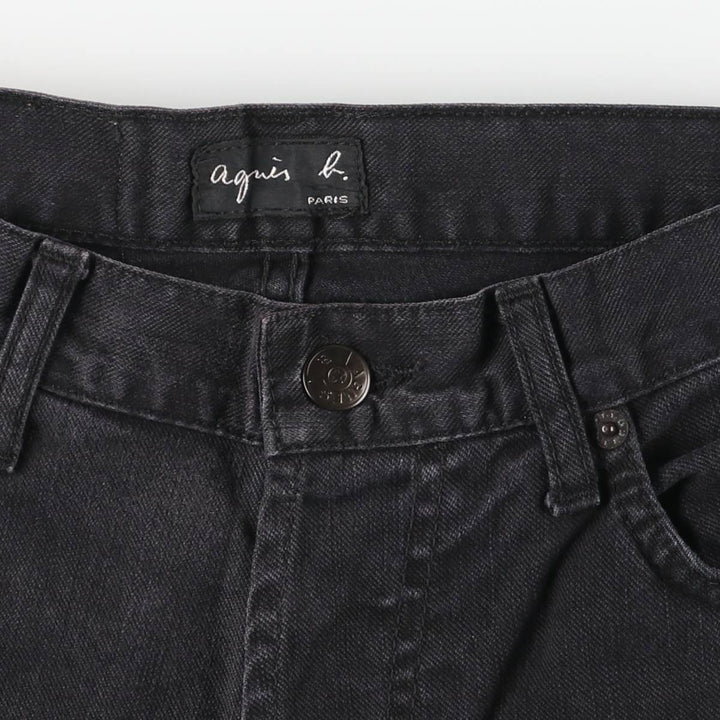 Agnes b. Jeans Black Denim Tapered Denim Pants, Made in France, Women's Size L (W27) cotton black type Vintage Second Hand