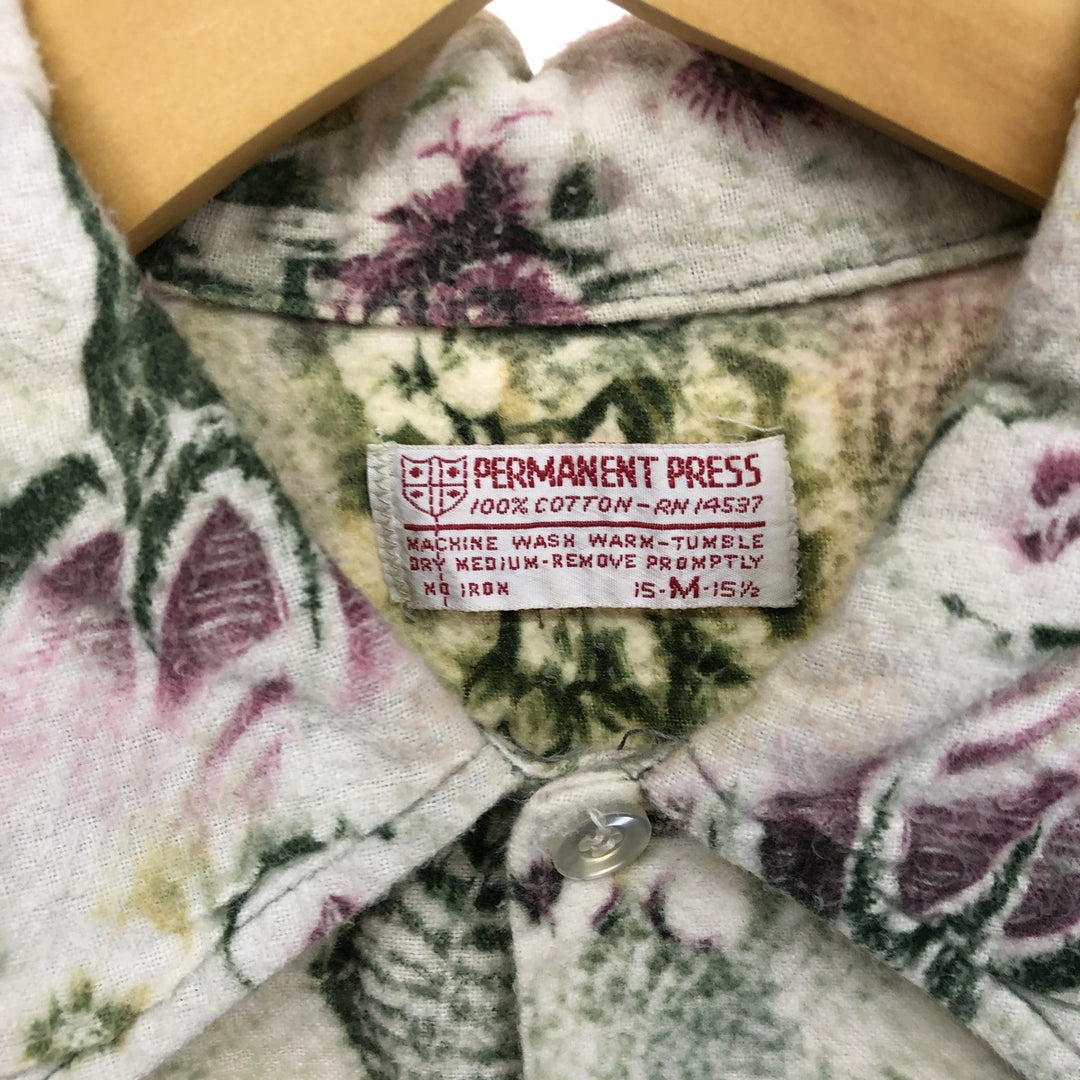 Vintage 70'S PERMANENT PRESS floral flannel shirt, size M, men's /eaa481053