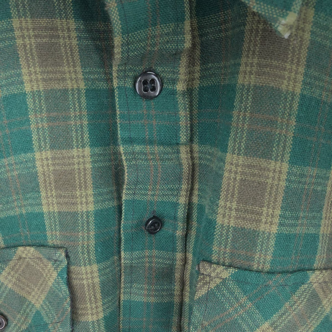 1980'S VAN HEUSEN WINTERWEIGHTS Long Sleeve Light Flannel Check Shirt, Men's Size L, Vintage acrylic Green type dark green Vintage Second Hand