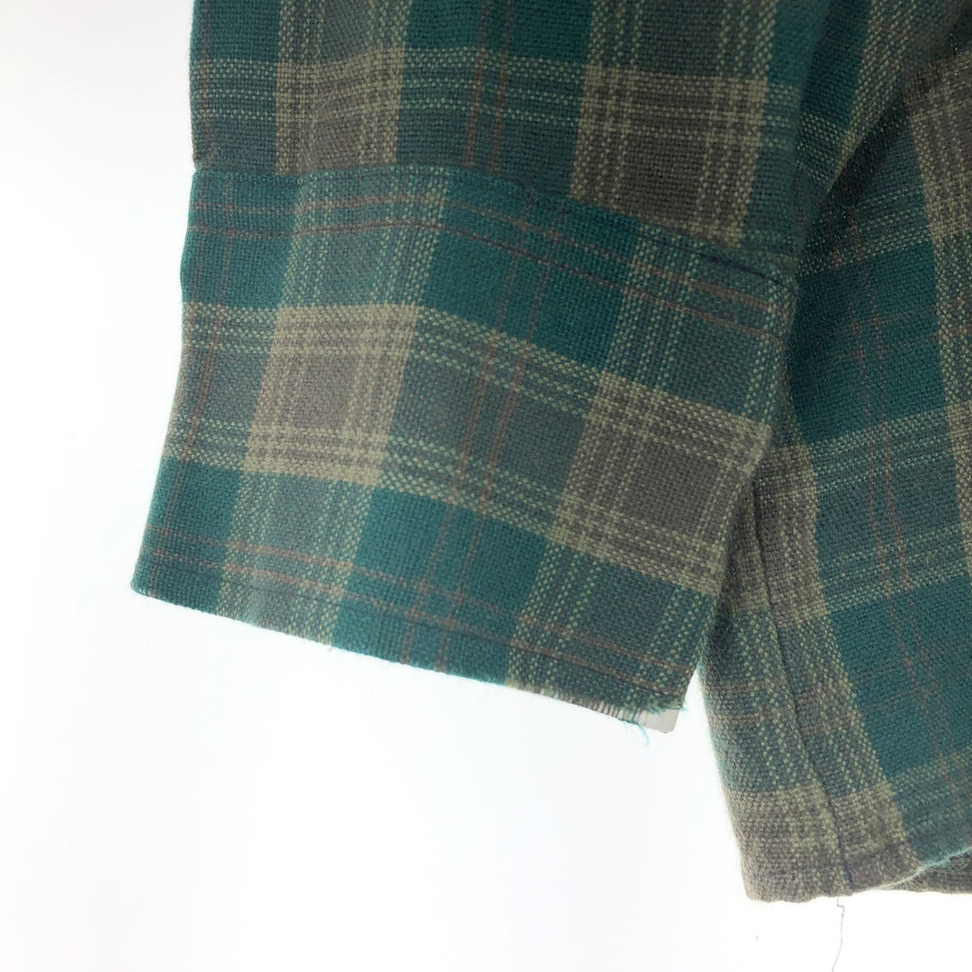 1980'S VAN HEUSEN WINTERWEIGHTS Long Sleeve Light Flannel Check Shirt, Men's Size L, Vintage acrylic Green type dark green Vintage Second Hand