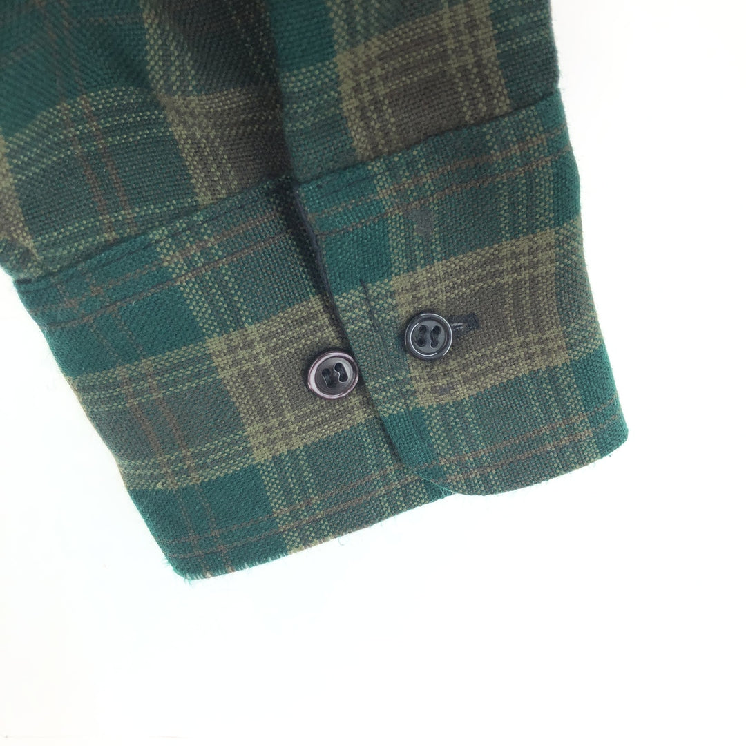 1980'S VAN HEUSEN WINTERWEIGHTS Long Sleeve Light Flannel Check Shirt, Men's Size L, Vintage acrylic Green type dark green Vintage Second Hand
