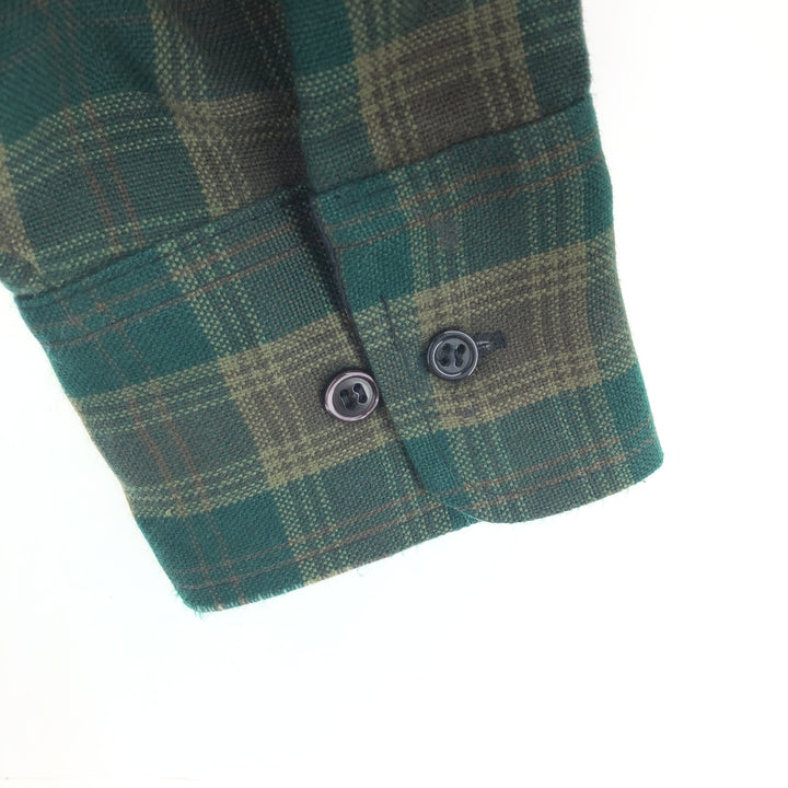 1980'S VAN HEUSEN WINTERWEIGHTS Long Sleeve Light Flannel Check Shirt, Men's Size L, Vintage acrylic Green type dark green Vintage Second Hand
