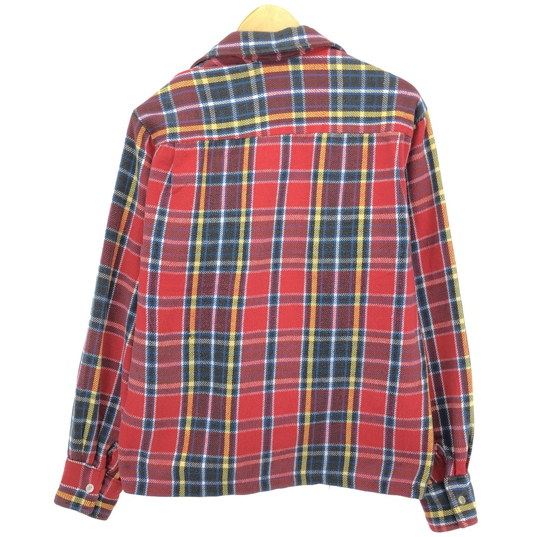 Open collar long sleeve heavy flannel check shirt, men's size L, vintage / eaa481056