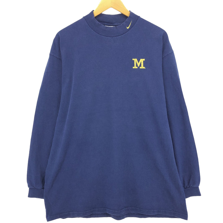 90'S Nike MICHIGAN University of Michigan mock neck long sleeve T-shirt, made in USA, men's XL size, vintage /eaa481062