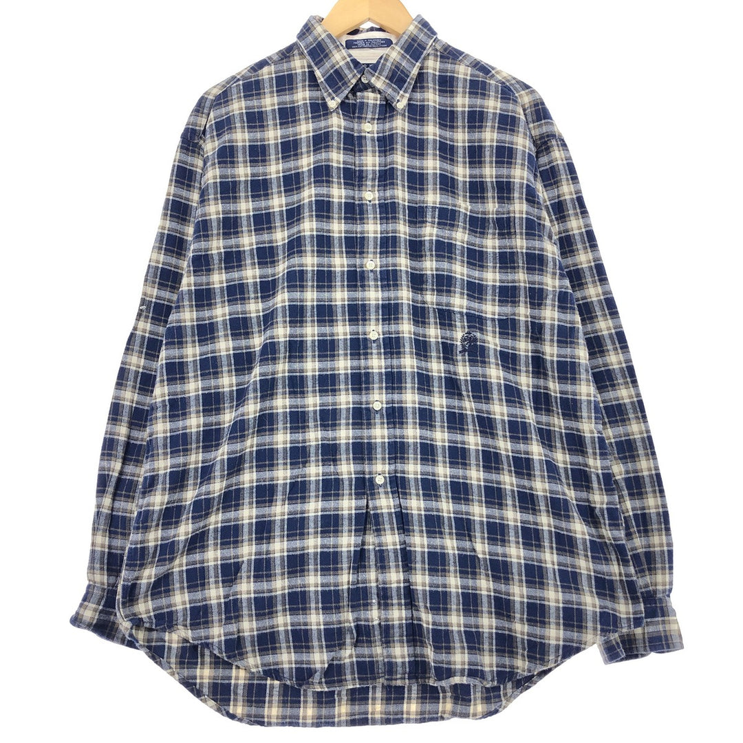 90s~ Tommy Hilfiger Long Sleeve Button Down Flannel Check Shirt Men's Size L Vintage /eaa481072