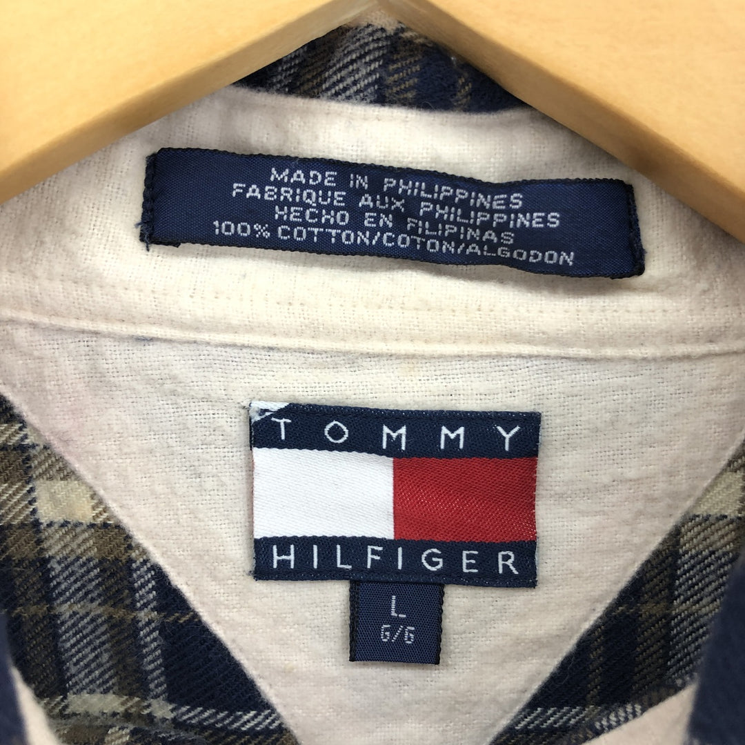 90s~ Tommy Hilfiger Long Sleeve Button Down Flannel Check Shirt Men's Size L Vintage /eaa481072