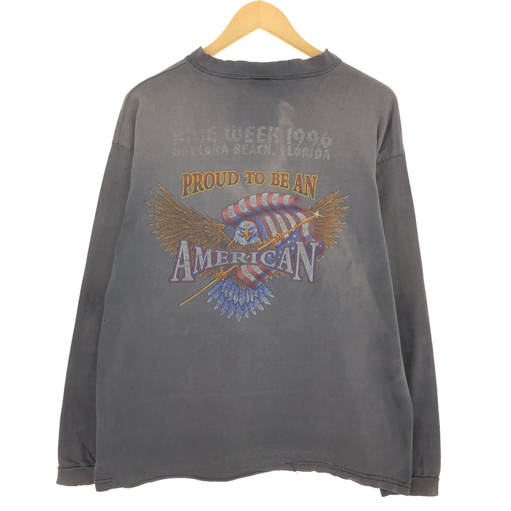 90'S KEY ELEMENTS Eagle Pattern Back Print Long Sleeve T-Shirt Made in USA Men's L Size Vintage /eaa481087