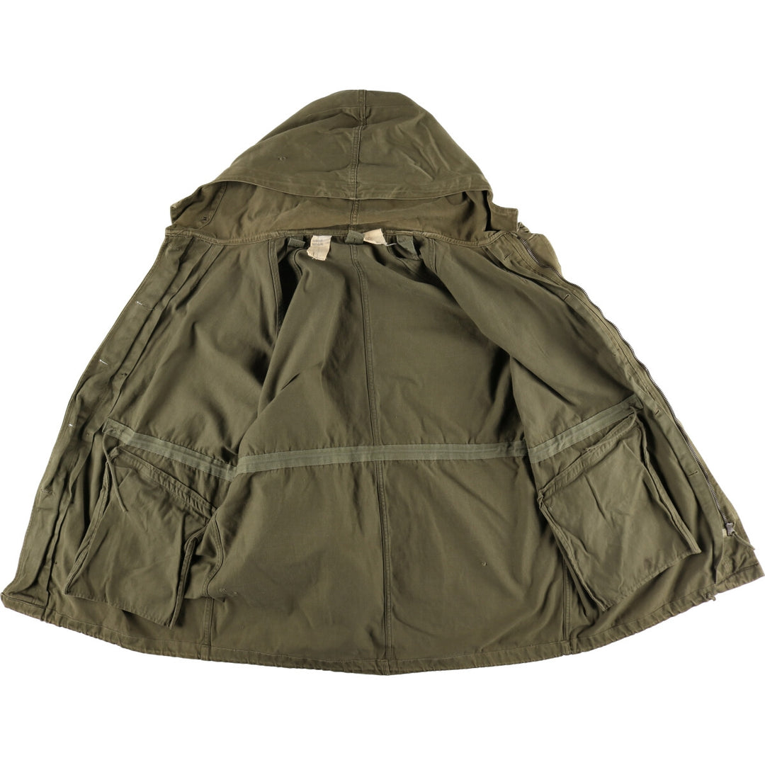 Genuine French military M-64 hooded military field jacket, men's size L / eaa481171