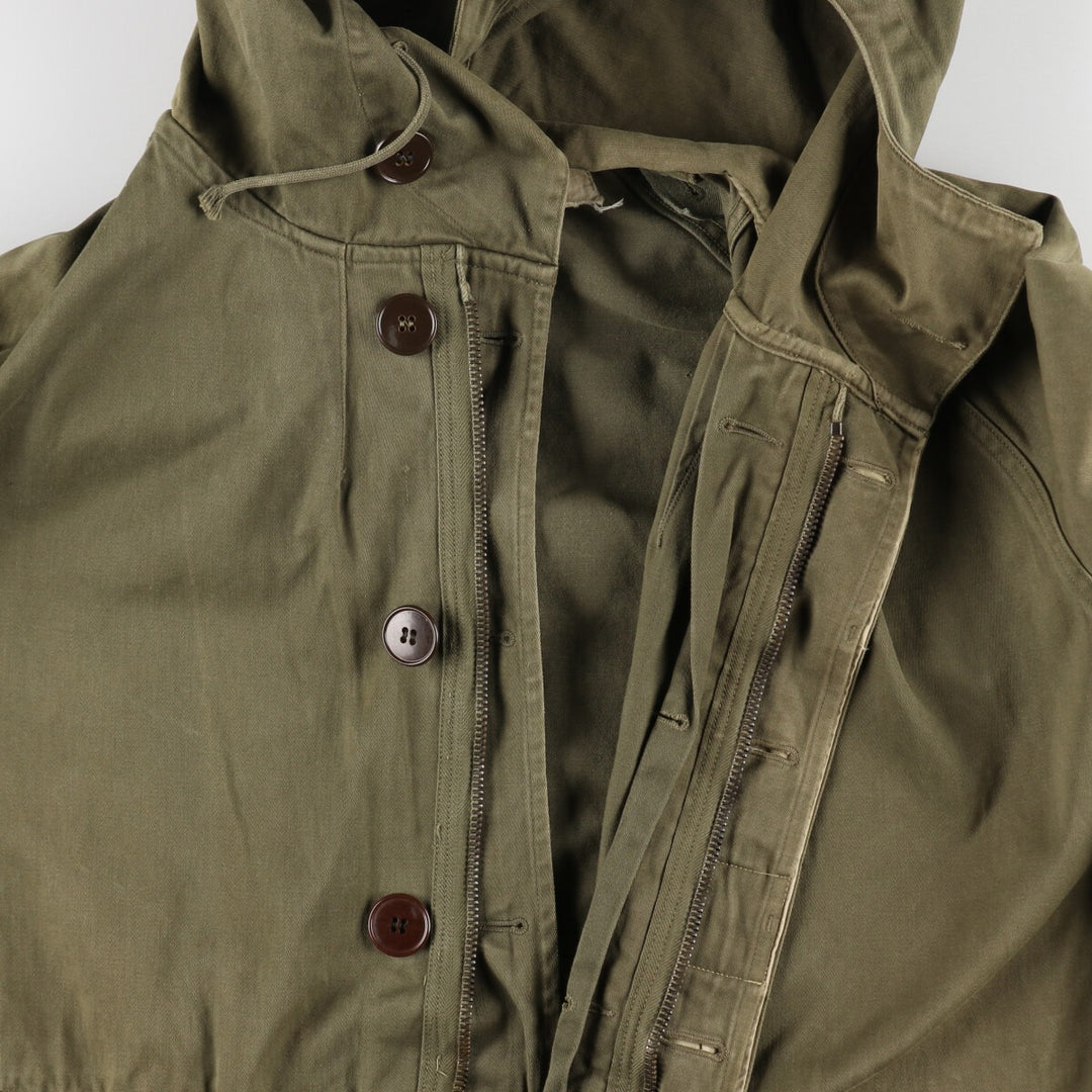 Genuine French military M-64 hooded military field jacket, men's size L / eaa481171