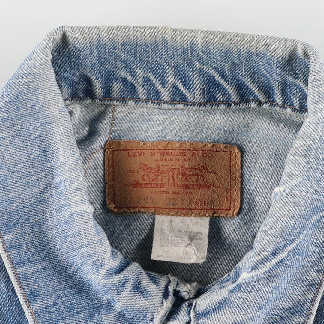 70s~80'S Levi's 71205-0217 denim jacket with care tag, made in USA, men's size M, vintage /eaa481205