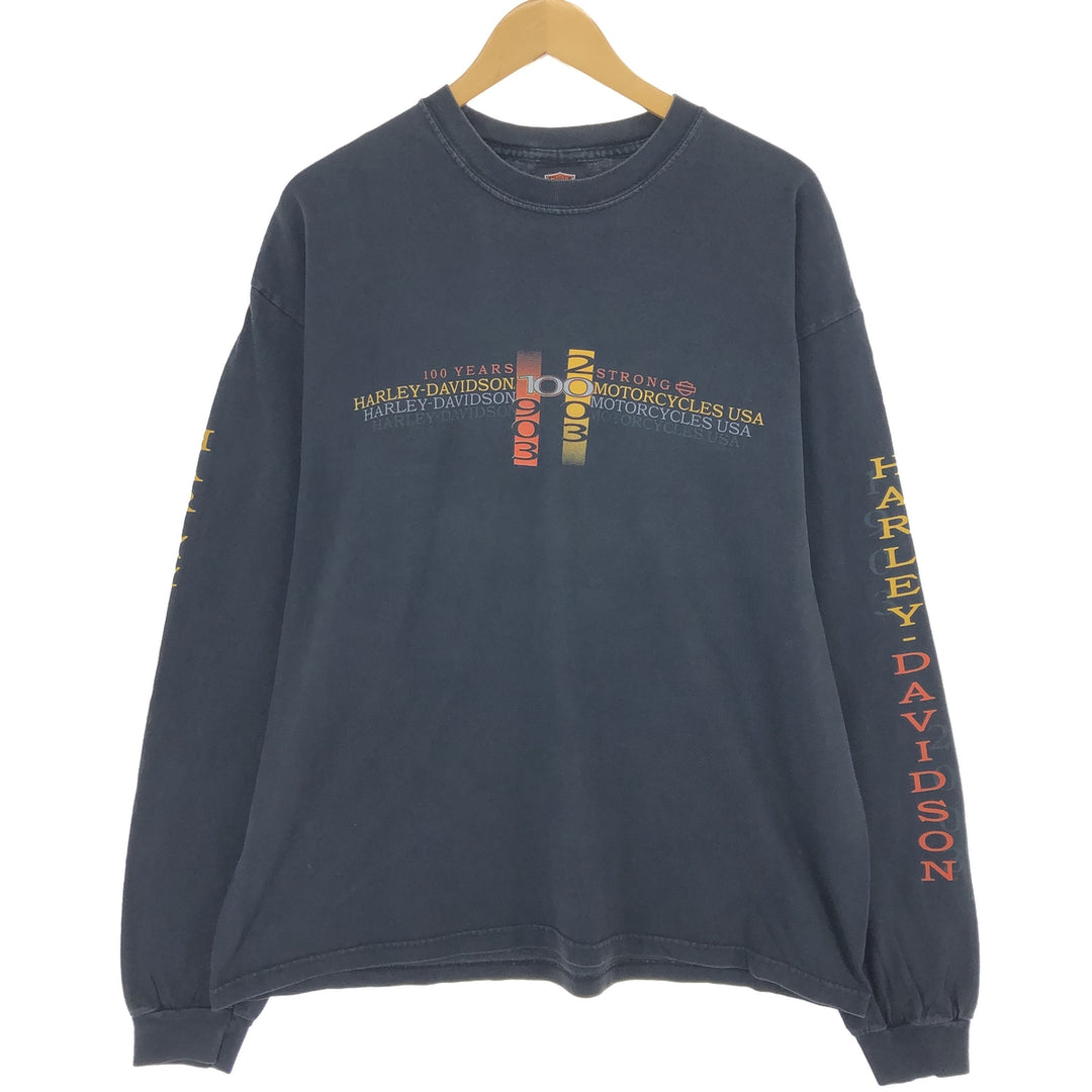 00'S Harley-Davidson HANES Long Sleeve T-Shirt Made in USA Men's XL /eaa481241