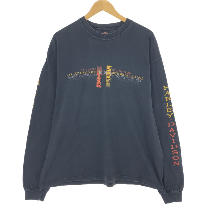 00'S Harley-Davidson HANES Long Sleeve T-Shirt Made in USA Men's XL /eaa481241