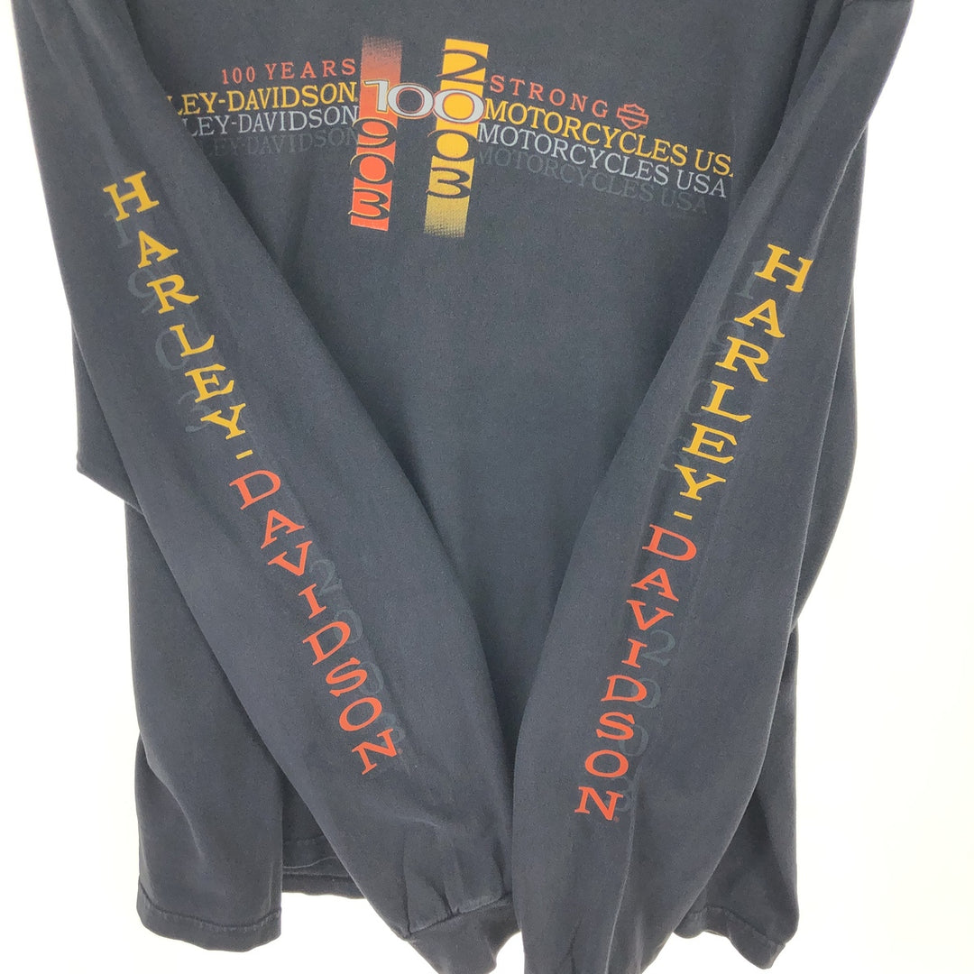 00'S Harley-Davidson HANES Long Sleeve T-Shirt Made in USA Men's XL /eaa481241