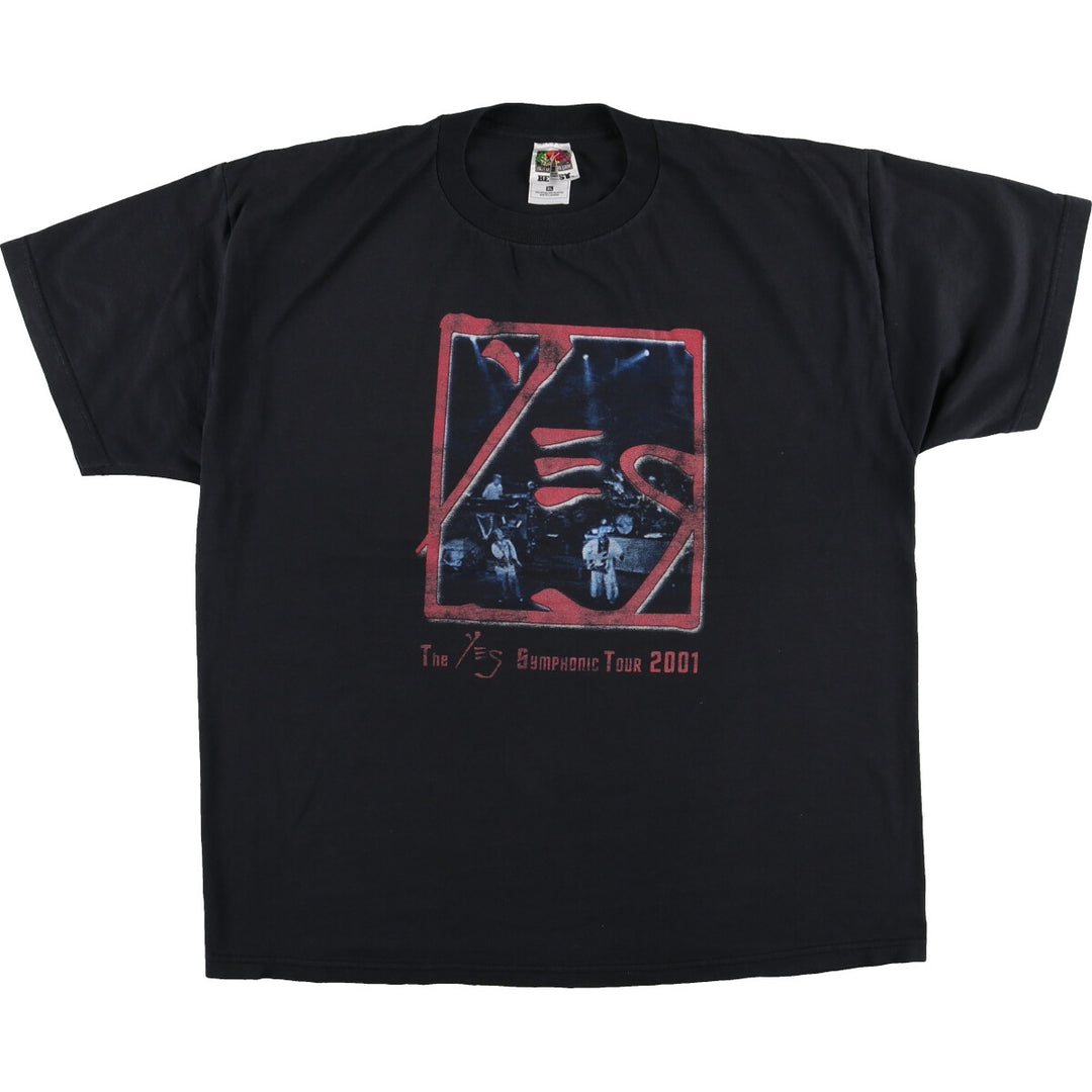 00'S Fruit of the Loom YES band T-shirt, men's size XL cotton black type Vintage Second Hand