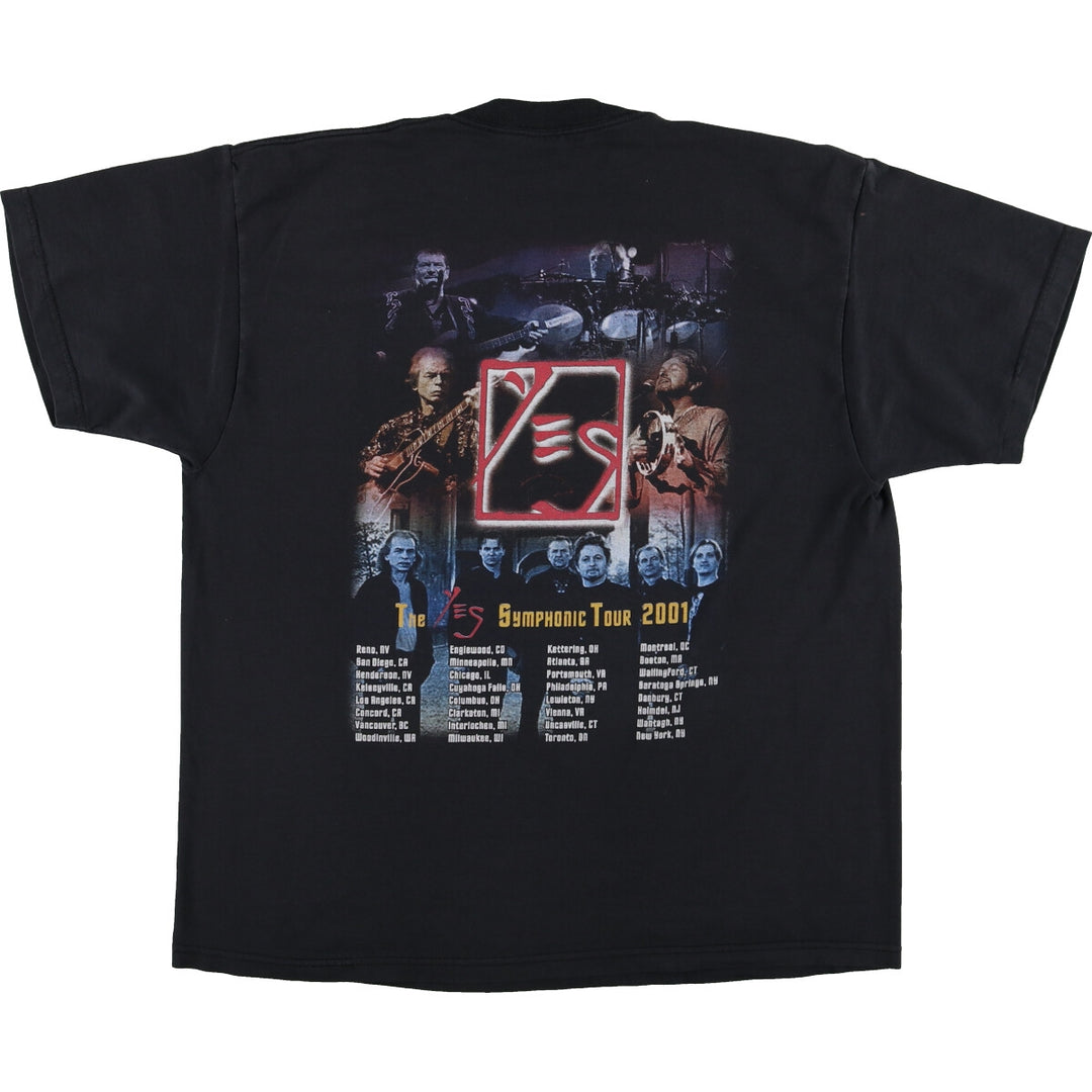 00'S Fruit of the Loom YES band T-shirt, men's size XL cotton black type Vintage Second Hand