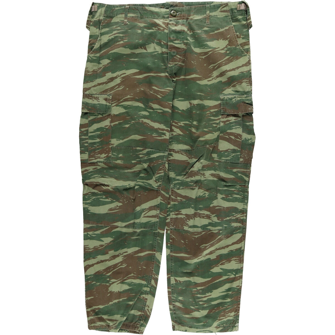 Genuine Greek Army Camouflage Pattern Lizard Camo Ripstop Military Cargo Combat Pants, Men's Size W39 unclear Khaki type Vintage Second Hand