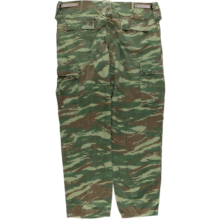 Genuine Greek Army Camouflage Pattern Lizard Camo Ripstop Military Cargo Combat Pants, Men's Size W39 unclear Khaki type Vintage Second Hand