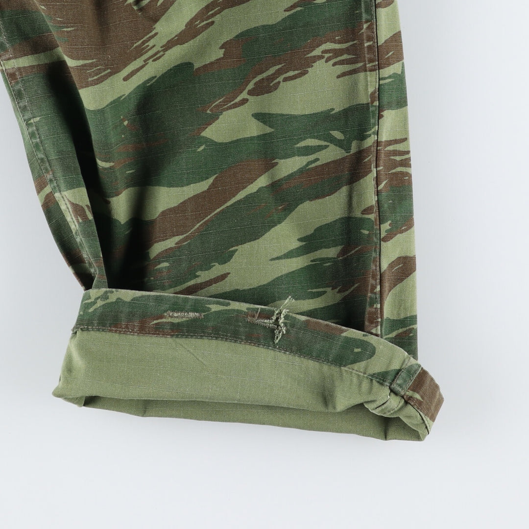 Genuine Greek Army Camouflage Pattern Lizard Camo Ripstop Military Cargo Combat Pants, Men's Size W39 unclear Khaki type Vintage Second Hand
