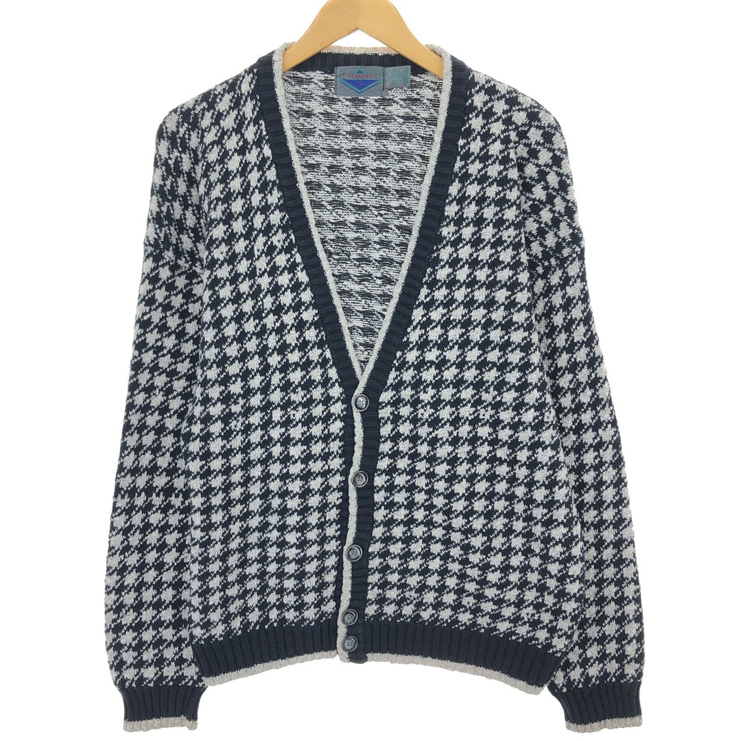 ETCHINGS Houndstooth Pattern Ramie x Cotton Knit Cardigan Men's M size /eaa481520