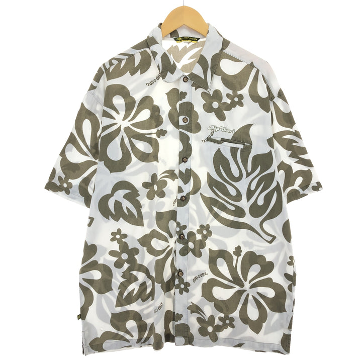 RIP CURL All-Over Print Hawaiian Aloha Shirt, Men's Size XL cotton Khaki type Vintage Second Hand