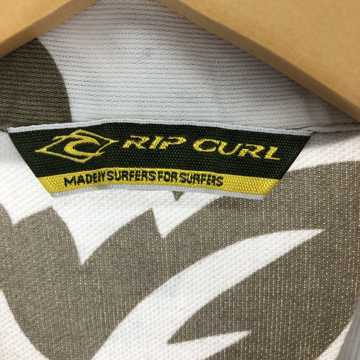 RIP CURL All-Over Print Hawaiian Aloha Shirt, Men's Size XL cotton Khaki type Vintage Second Hand