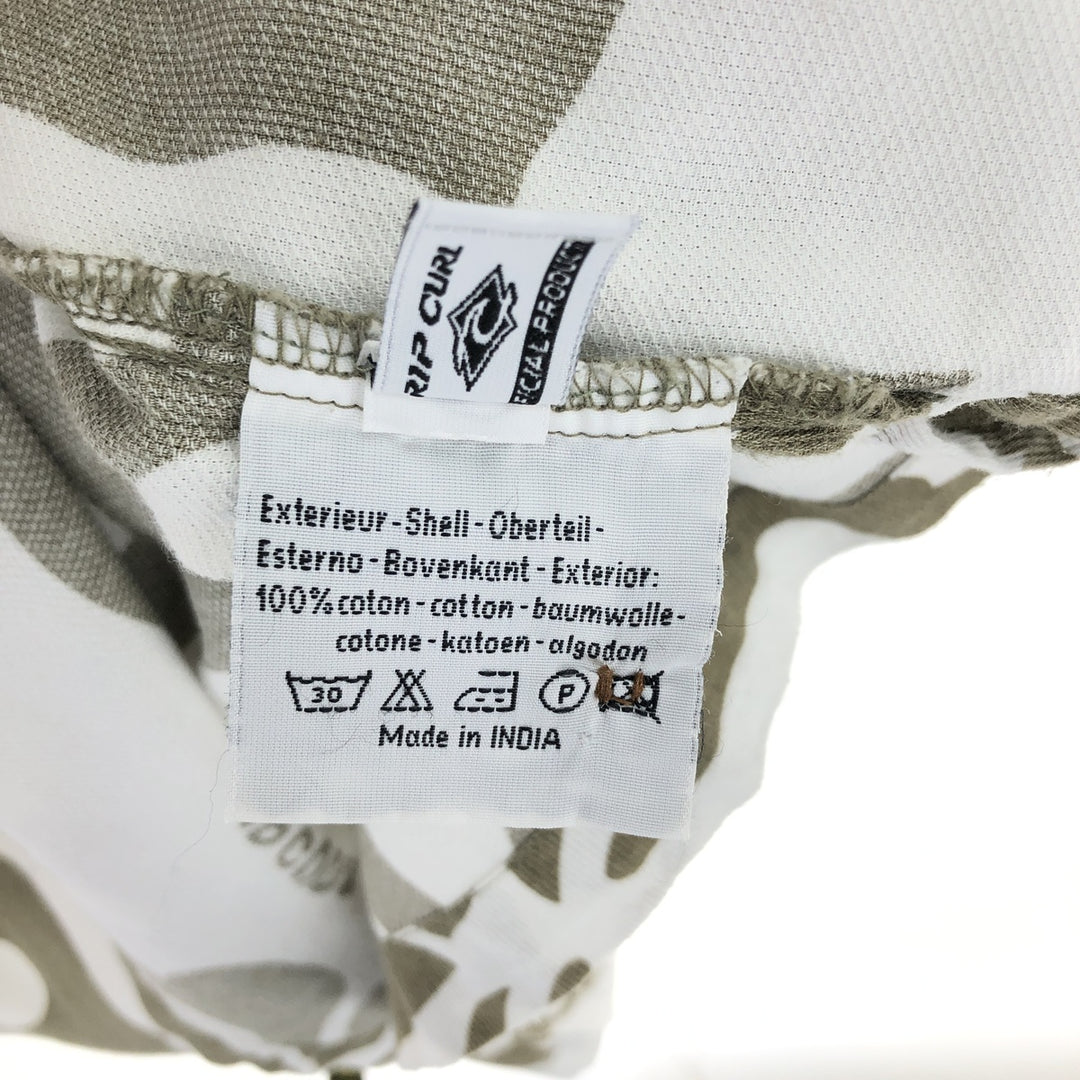 RIP CURL All-Over Print Hawaiian Aloha Shirt, Men's Size XL cotton Khaki type Vintage Second Hand