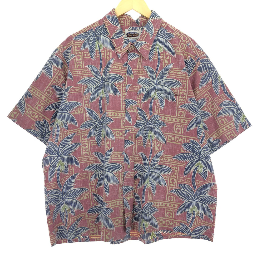 Reyn Spooner ART OF EDDY Y all-over palm tree Hawaiian aloha shirt made in Hawaii men's XXL size / eaa481641