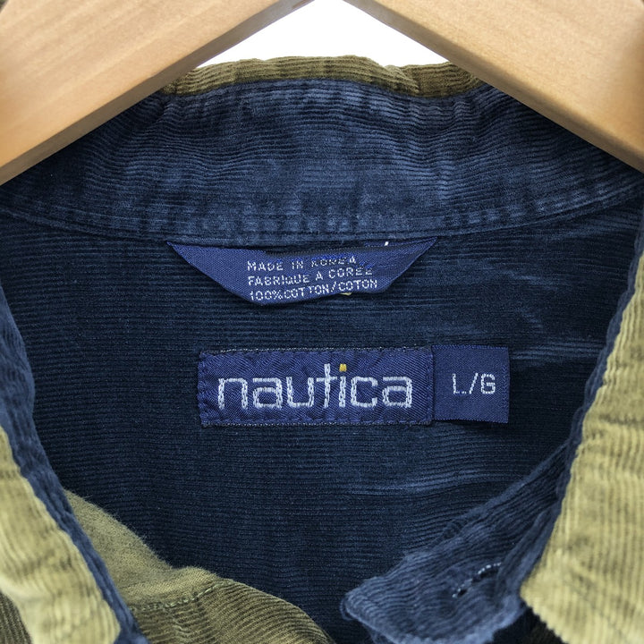 90'S NAUTICA Two-tone long sleeve button-down corduroy shirt, men's size L, vintage / eaa481800