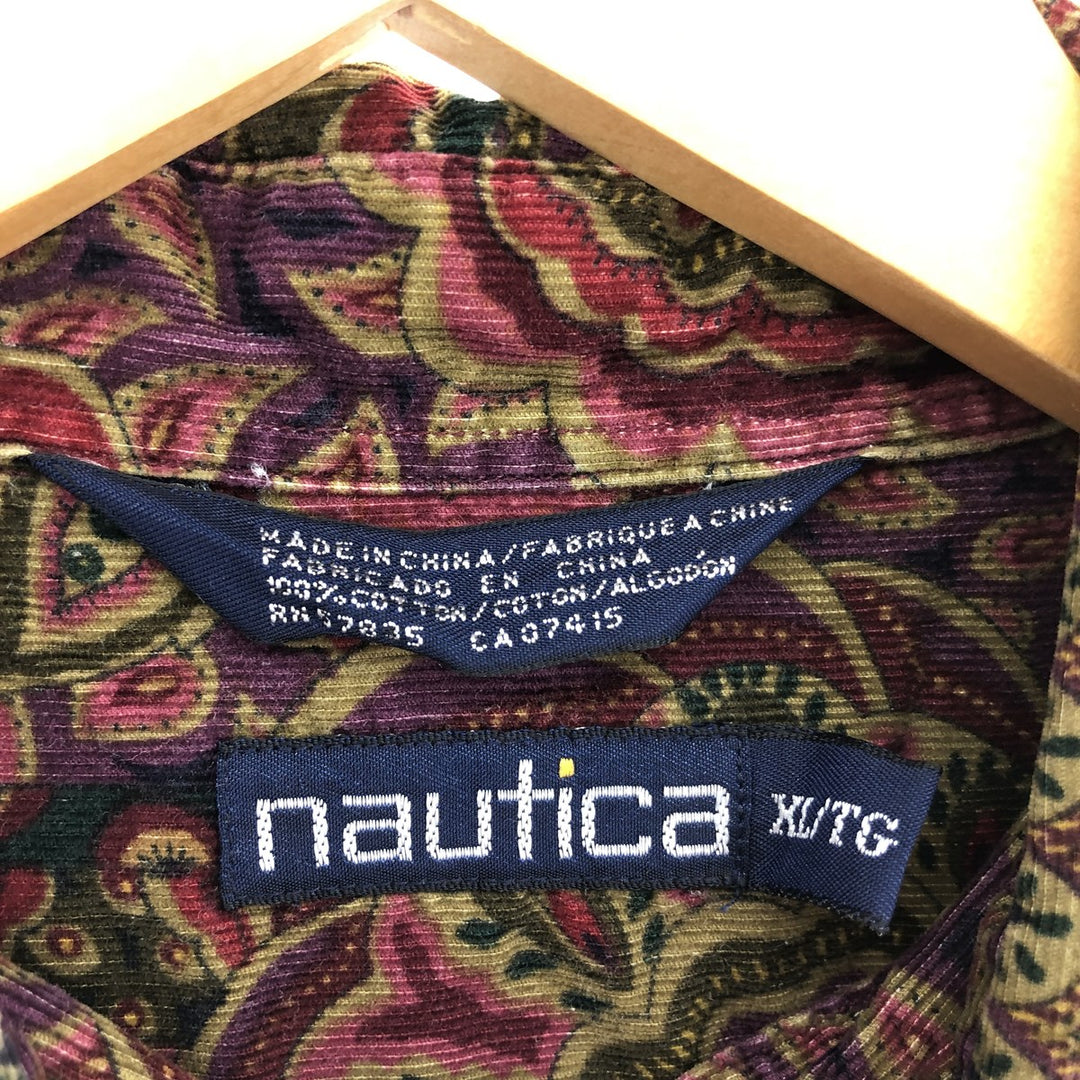 90'S NAUTICA Long Sleeve Button Down Corduroy Shirt Men's XL Vintage /eaa481811